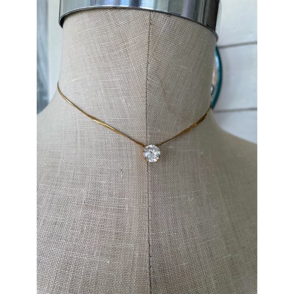 Vintage 14K Gold Serpentine Chain With 3 Carat Clear Tourmaline 4 grams - Picture 8 of 16